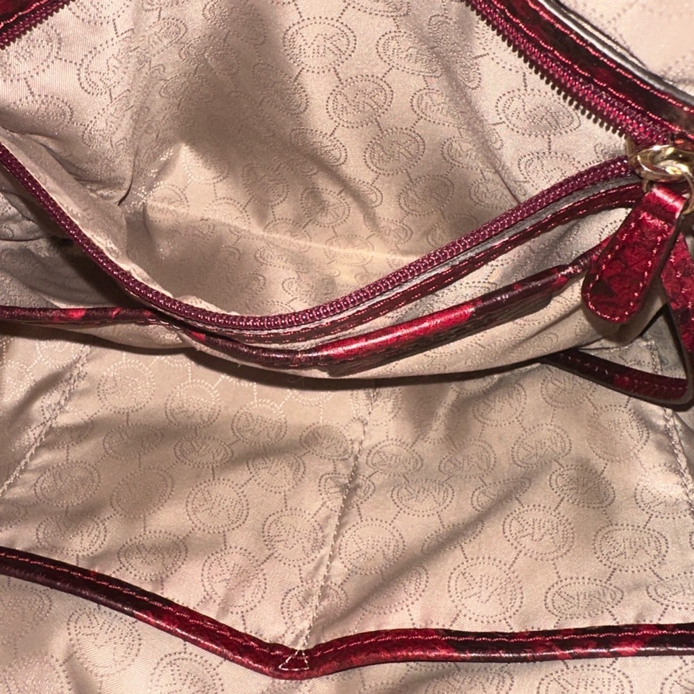 Michael Kors Red Snake Print Tote Bag - Picture 7 of 9
